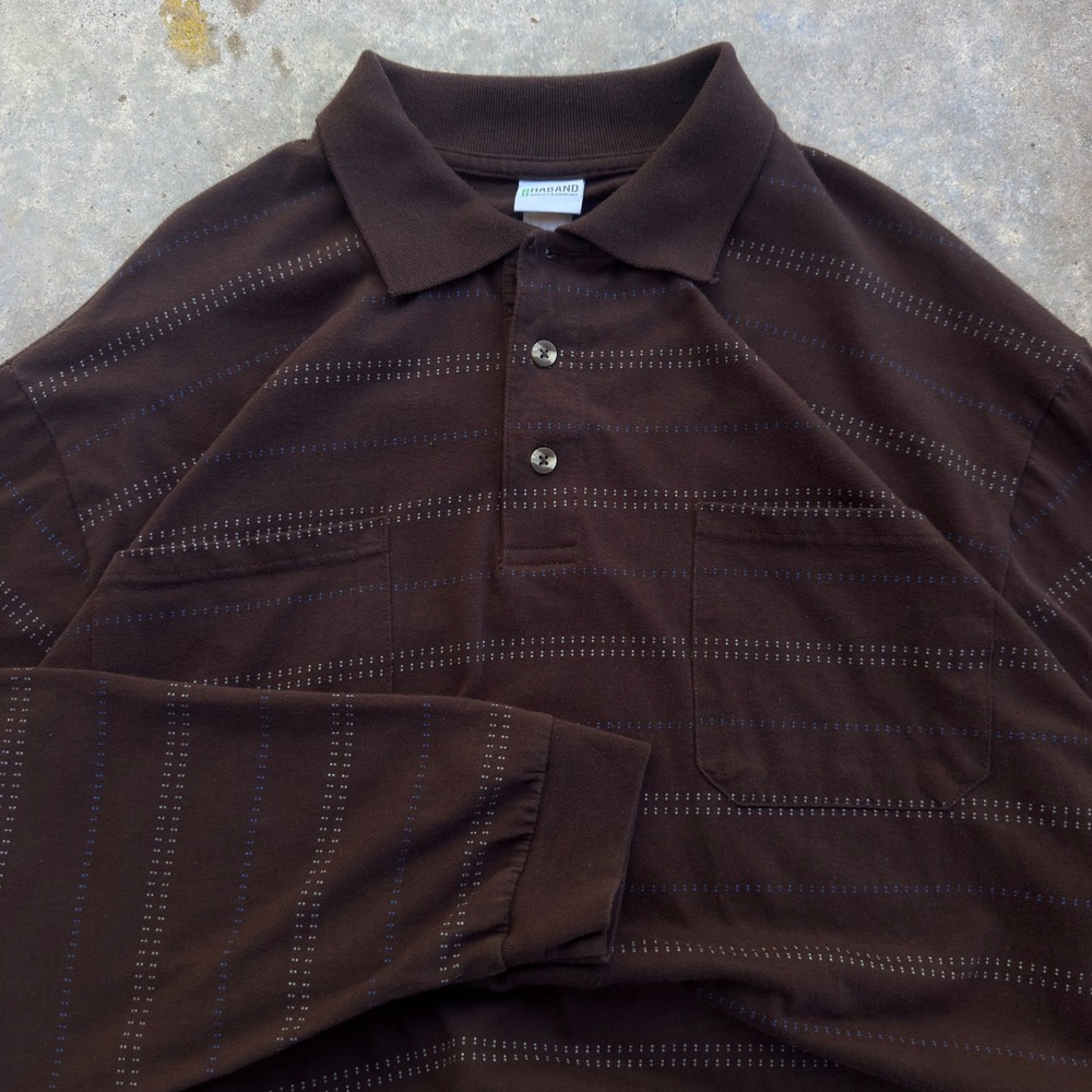 Vintage 90s Haband Rugby Long Sleeve Polo Earthtones Brown 2XL (G3b)